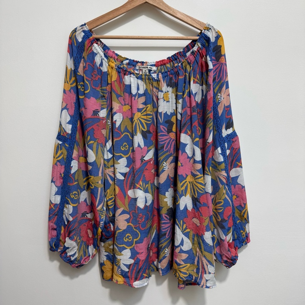 Zac & Rachel Floral Flowy Boho Peasant Top 3X - Picture 2 of 14
